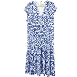 Boden Women Size 16 18 1X Dress Blue White Geometric Elara Tiered Jersey Midi